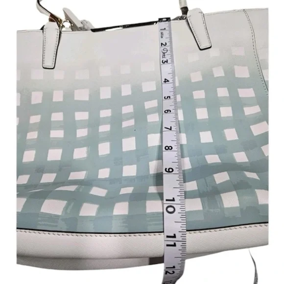 Coach Madison East/West Tote in Gingham Saffiano Leather - Picture 7 of 10